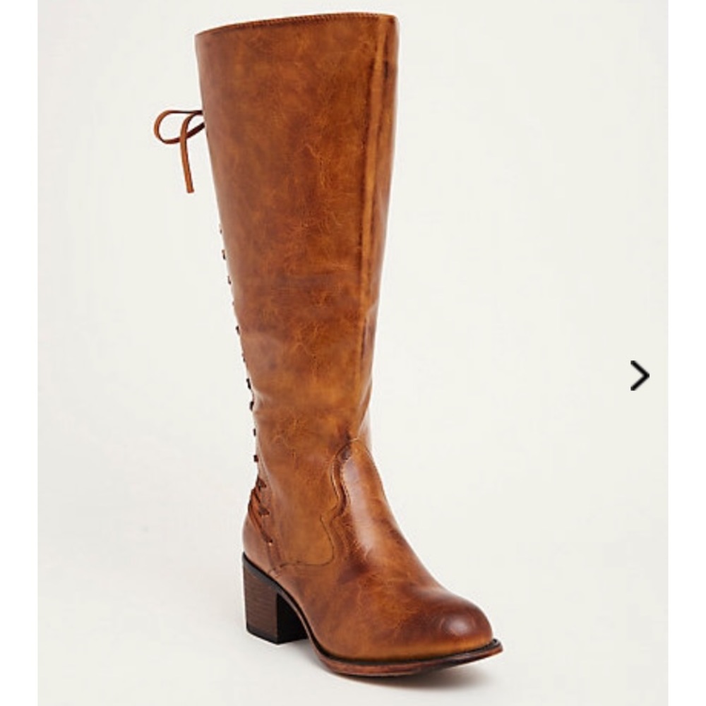 Torrid Distressed Lace Up Back Knee-High Boots